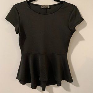 Mendocino black peplum blouse, size small.